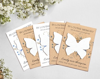 Papier semences de fleurs sauvages In Loving Memory, Papier semences de papillon personnalisé, Cadeaux commémoratifs, Papier semences funéraires à planter, Papier semences personnalisées