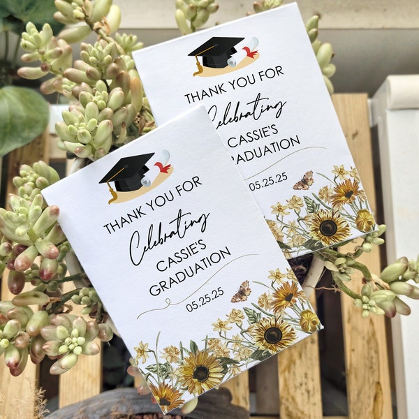 Mixed Seeds Included | Graduation Seed packet favors for Guest/Custom Grad School Party , Personalized High School Graduation Gifts Envelope