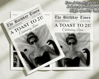 Kundenspezifische Zeitung für Geburtstag, Geburtstagsfeier-Einladung Große Zeitung, Massen-Geburtstags-Zeitungspapier-Gefälligkeiten, Geburtstagszeitungspapier für Fotoshooting