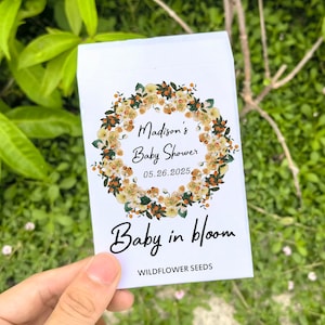 Personalized Baby Shower Favors For Guest Seed Packet with seeds Baby in Bloom Eco-Friendly Wildflower Seed Packets Gift for Baby Boy Girl