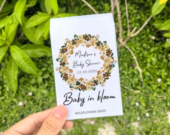 Personalized Baby Shower Favors For Guest Seed Packet with seeds Baby in Bloom Eco-Friendly Wildflower Seed Packets Gift for Baby Boy Girl