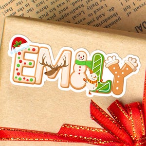 Gepersonaliseerde kerststickers met naam, cadeaulabels voor de feestdagen voor kinderen, aangepaste cadeaustickers voor kerstcadeaus, kerstcadeaukaartjes