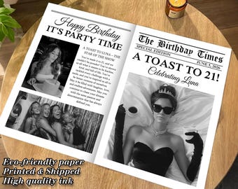 Kundenspezifische Geburtstagszeitung/Geburtstagansagezeitung/Meilenstein-Geburtstag/Personalisierte Zeitung für Geburtstagsparty-Dekor/A Tini bisschen älter