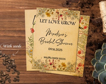 Custom Wildflower Seed Favors - Wildflower Wedding Favor - Bridal Shower Favor - Custom Seed Paper Favors - Sustainable Wedding Bridal Favor