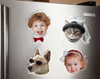 Custom Face Photo Fridge Magnet, Acrylic Pet Magnets, Personalized Magnet Favor for Wedding, Birthday, Bachelorette Party, Keepsake Gifts