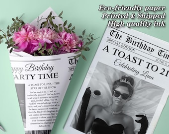 Personalisierte Geburtstagszeitung, Einladungen zum 21. Geburtstag, The Birthday Times Zeitung, Geburtstagsgeschenk für Freunde