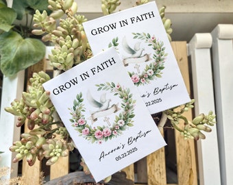 First Communion Christening Favors/Personalized Baptism Favor/First Holy Communion favors/Wildflower Seed Packet Favor/Grow in Faith Packets