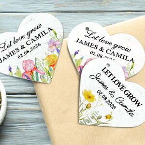 Custom Plantable Seed Paper Heart/Personalized Wedding Seed Paper/Let Love Grow/Wildflower Seed Favors in Bulk/Anniversary Gift/Wedding Gift