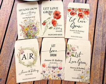 Paquete de semillas personalizado para boda/Paquetes de semillas personalizados para despedida de soltera a granel/Regalo ecológico de semillas de flores silvestres/Regalo de boda para invitados
