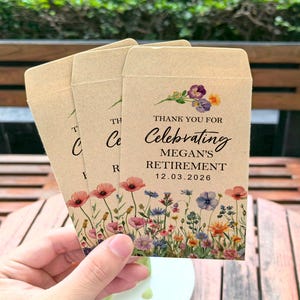 Retirement Wildflower Seed Packet, Custom Retired Seed Packets in Bulk, Retirement Party Seed Favors, Happy Retirement Flower Seed Packets