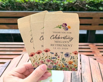 Retirement Wildflower Seed Packet/Bulk Custom Retired Seed Packets/Retirement Party Seed Favor/Personalized Seed Packet for Happy Retirement