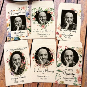 Photo Memorial Favors Packets Seed Included Personalized Seed Packets