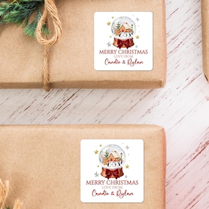 Quadrat Geschenkaufkleber für Weihnachten, benutzerdefinierte Weihnachtsfeiertagsaufkleber, personalisiertes Geschenketikett, Geschenkpapier-Weihnachtsaufkleber, frohe Weihnachten