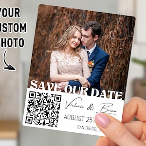 Save The Date Magnets with QR Code, Personalized Wedding Invitation Magnets Card QR, Code Wedding Fridge Magnet with Photo, Favor For Guests