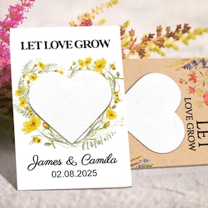 Custom Wedding Seed Paper Card/Eco Friendly Wildflower Seed/Bulk Wedding Seed Favors/Let Love Grow Plantable Seed Paper/Bridal Shower Favors