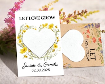 Custom Wedding Seed Paper Card/Eco Friendly Wildflower Seed/Bulk Wedding Seed Favors/Let Love Grow Plantable Seed Paper/Bridal Shower Favors