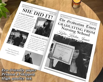 Nurse Graduation Newspaper/Graduation Newspaper Invitation/Graduation Program Cards/Large Graduation Newspaper/Editable Newspaper Itinerary