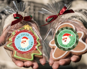 Santa Christmas Stickers/Custom Gift Stickers for Christmas Packaging/Christmas Holiday Party Favor Labels/Santa Claus Labels/Xmas Gift Tags