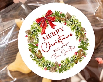 Personalized Christmas Stickers, Bulk Holiday Gift Labels, Christmas Present Stickers, Custom Gift Tag for Merry Christmas, Xmas Party Decor
