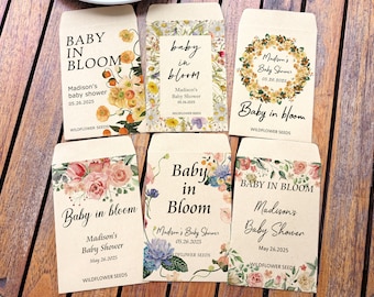 Bulk Baby Shower Seed Favors For Guest Seed Packets with seeds Baby in Bloom Eco-Friendly Wildflower Seed Packets Gift for Newborn Boy Girl