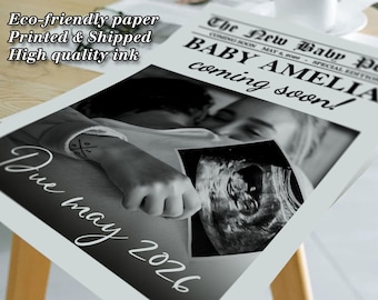 Newspaper Pregnancy Announcement, Custom Baby Announcement Large Newspaper, Gender Reveal Newspaper, Social Media Pregnancy, Baby On the Way