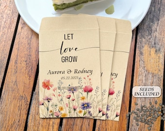 Personalized Seed Packets Wedding Favors for Guests in Bulk/Custom Bridal Shower Favor/Wildflower Seed Favor/Christmas Wedding Seed Packets
