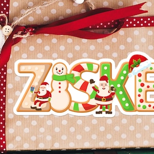 Christmas Name Labels, Christmas Gift Stickers with Name, Holiday Stickers Labels for Christmas Gift Wrapping, Bulk Xmas Gift Labels  Sheets