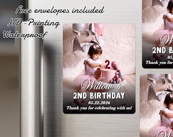 Custom Birthday Magnet Favors/Personalized Photo Magnet for 2nd Birthday/Save the Date Refrigerator Magnets/Birthday Gift Idea/Baby Shower