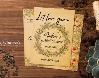 Seed Packet Wedding Favors HD Printing | Let Love Grow | Eco-Friendly Seed Favors | Bridal Shower Seed Favors | Wildflower Seed Packets