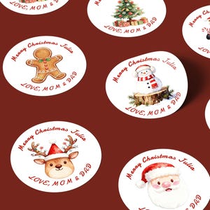 Benutzerdefinierte Weihnachtsgeschenkaufkleber, Weihnachtsgeschenkaufkleber, runde Geschenkaufkleber für Geschenkverpackungen, Weihnachtsgeschenkaufkleber, Familienurlaubsaufkleber