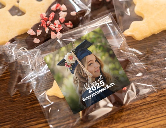Personalized Photo Graduation Party Stickers, Custom 2025 Graduation Gift Labels, Congrats Grad Labels, Cookie Stickers, Thank You Gift tags