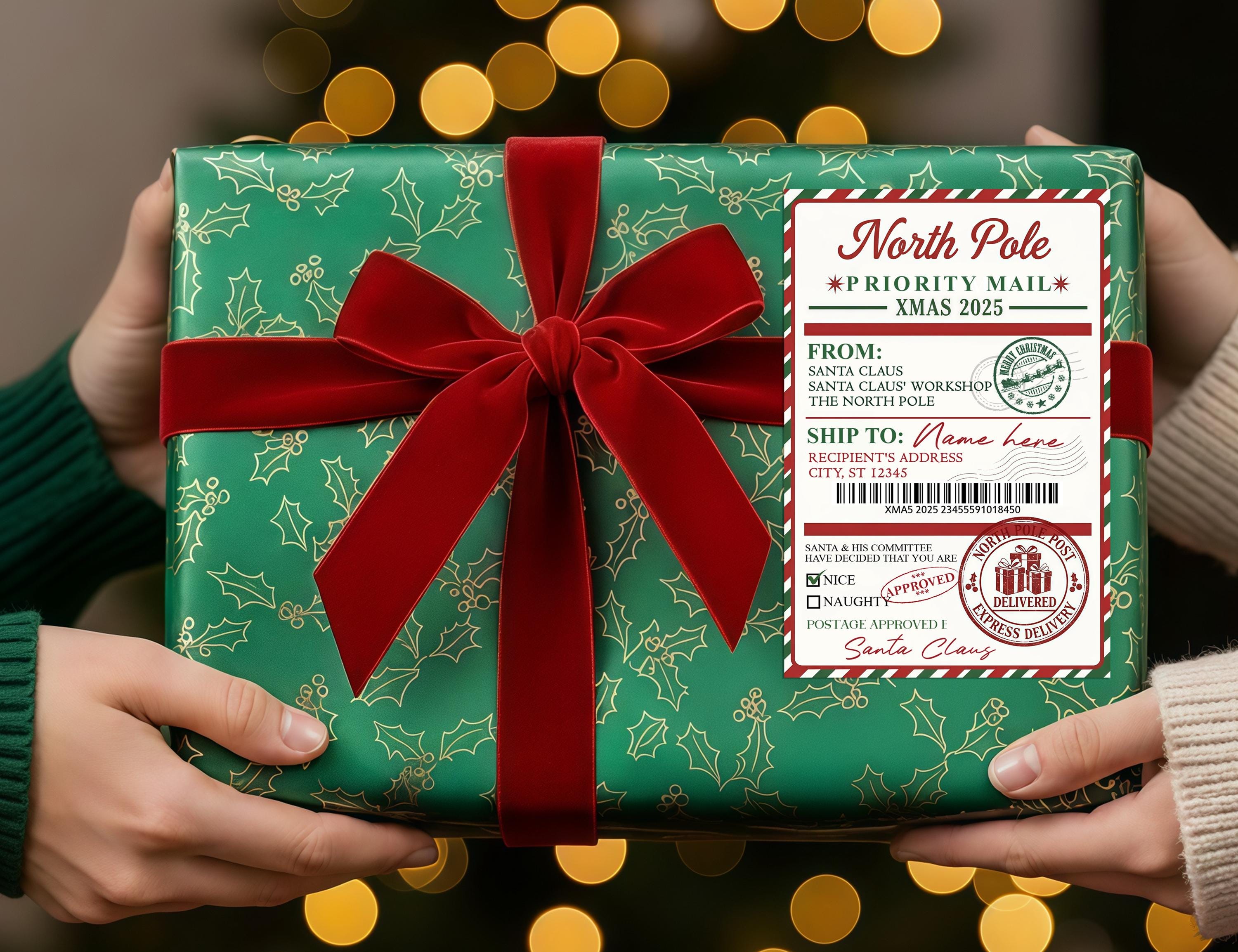 Santa Mail Sticker Labels/custom Santa Shipping Label/north Pole ...