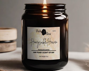 Honeysuckle Jasmine Candle, Coconut Soy Candle, 9oz