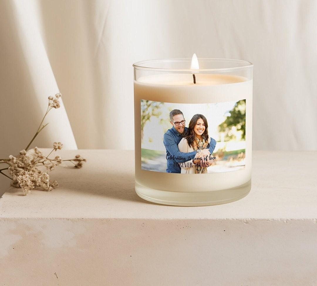Personalize Candle With Uploaded Photo, Custom Photo Gift, Anniversary
