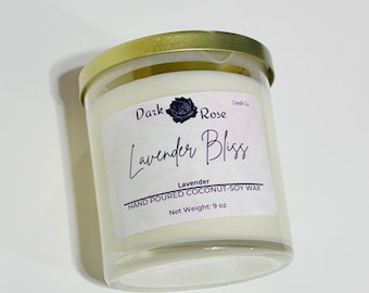 Lavender Bliss Candle, handgegoten kokos-sojawas, 9oz