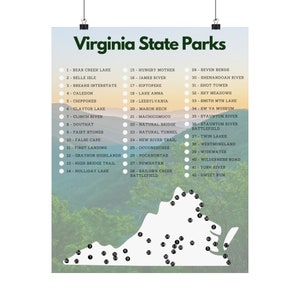 Virginia State Parks Checklist Matte Poster//9''x11''//11''x14''//16''x20''//18''x24''//Wall Art//Art Print//Senderismo/ /Aventura