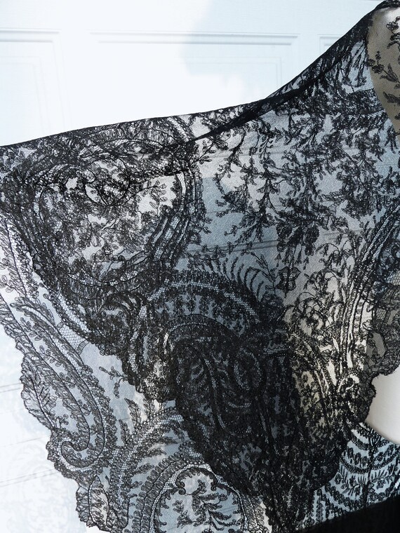 Antique 1860’s Victorian black lace shawl - image 4