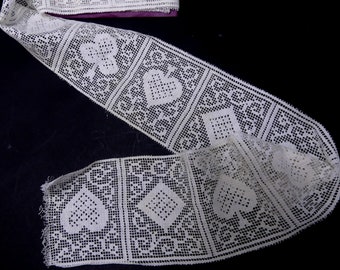 Vintage wide filet lace trim 1 yard 17” x 3”1/4