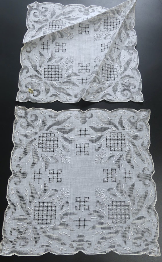 Brand new two handmade pulled thread embroidered … - image 4