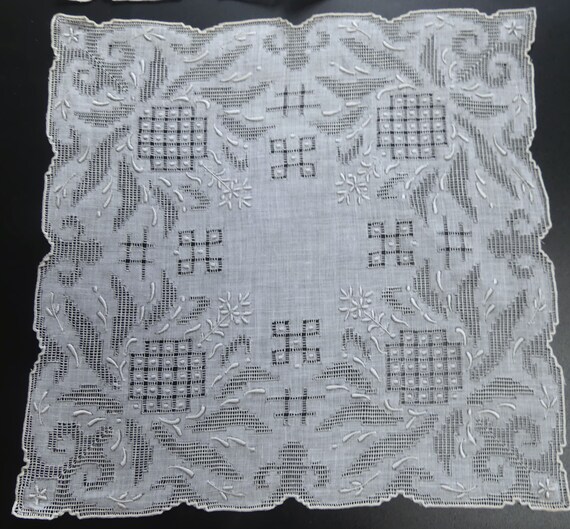 Brand new two handmade pulled thread embroidered … - image 5