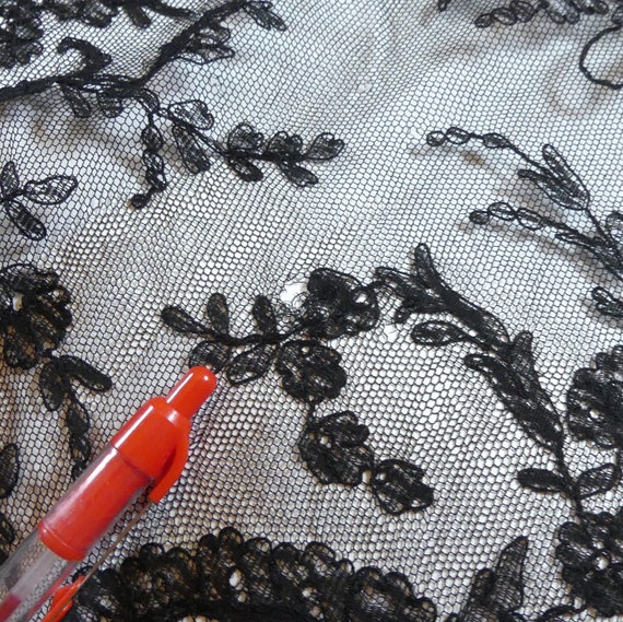 Antique 1860’s Victorian black lace shawl - image 10