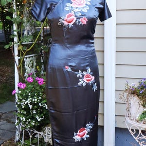 Vintage 60's Chinese Custom Made Short Sleeve Silk W Hand Embroidery Flower Qipao  Dress Color Grey - Etsy
