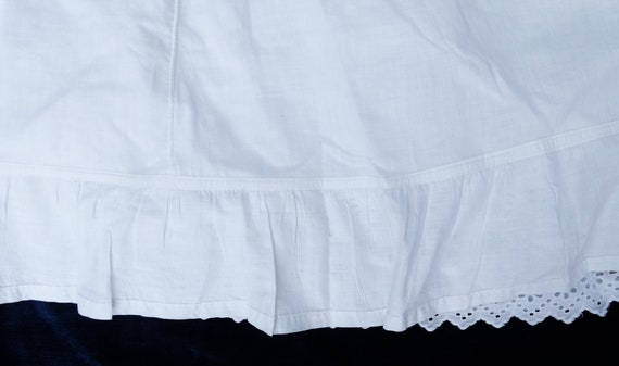 Antique Victorian cotton petticoat w lace trim co… - image 9
