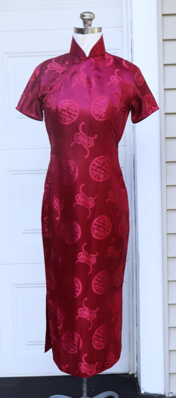 Vintage 60's Chinese Custom Made Short Sleeve Silk Qipao W Lining Dress  Color Burgundy - Etsy