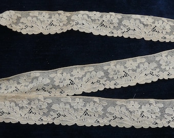 Antique French Alençon lace trim color ivory