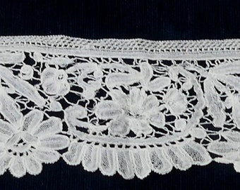 Antique 19th C Belgian Bobbin lace trim  3” x 30” ( D )