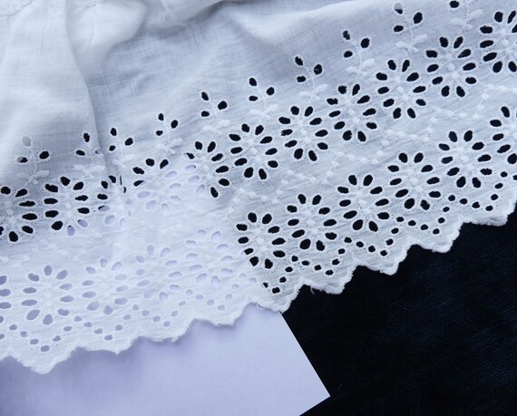 Antique Victorian cotton petticoat w lace trim co… - image 10