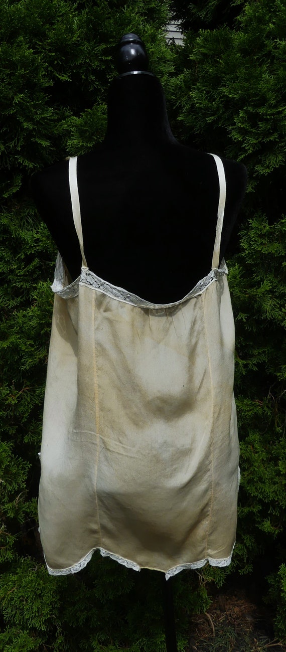 Antique vintage 20's silk & lace lingerie slip dr… - image 3