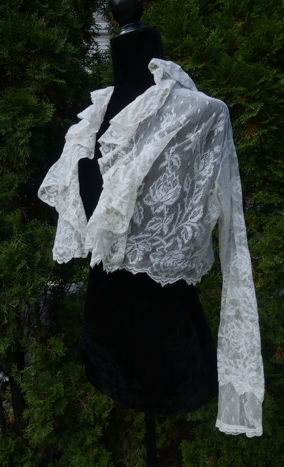 Antique 19th C French lace dress blouse color lig… - image 7