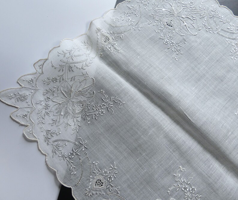Vintage Madeira Hand Embroidered Cotton Handkerchief Color Ecru - Etsy